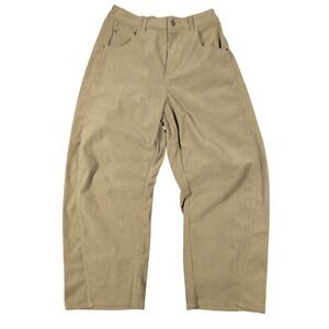 Iwollence Womens Tan Wide Leg Corduroy Pants Large Khaki Elastic‎ Back Waist